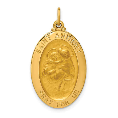Lex & Lu 14k Yellow Gold Solid Polished/Satin Oval St. Anthony Medal Pendant - Lex & Lu