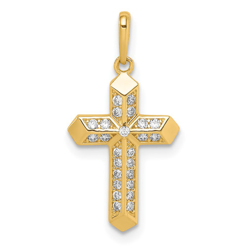 Lex & Lu 14k Yellow Gold Cross CZ Pendant - Lex & Lu