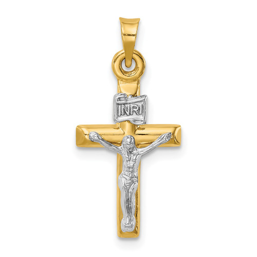 Lex & Lu 14k Two-tone Gold Hollow Crucifix Pendant LALXR1844 - Lex & Lu