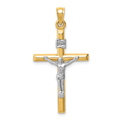 Lex & Lu 14k Two-tone Gold Hollow Crucifix Pendant LALXR1846 - Lex & Lu