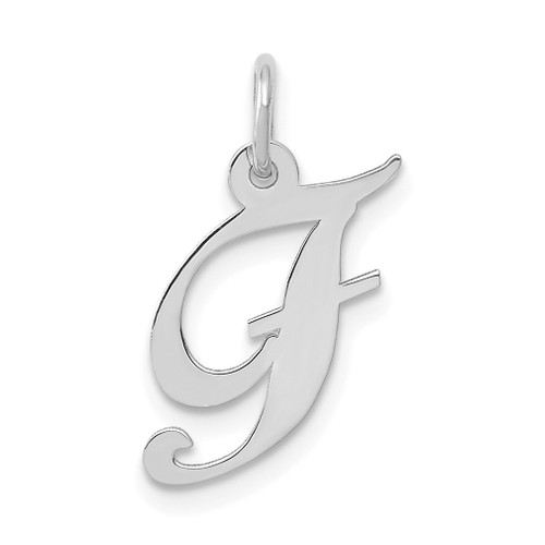 Lex & Lu 14k White Gold Small Fancy Script Initial F Charm - Lex & Lu