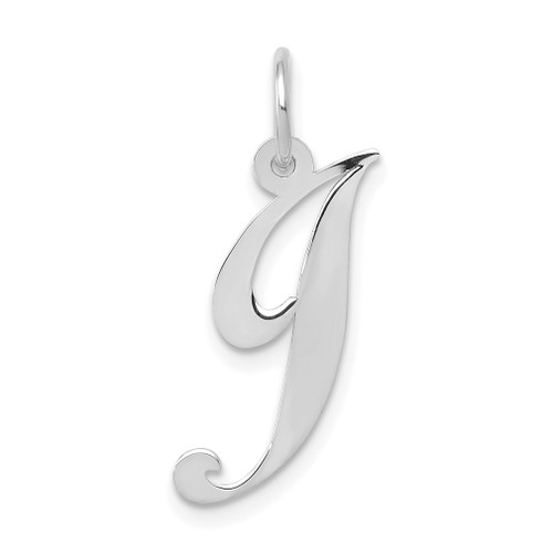 Lex & Lu 14k White Gold Medium Fancy Script Initial J Charm - Lex & Lu