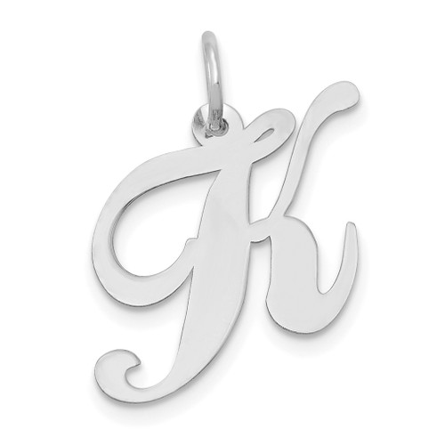 Lex & Lu 14k White Gold Medium Fancy Script Initial K Charm - Lex & Lu