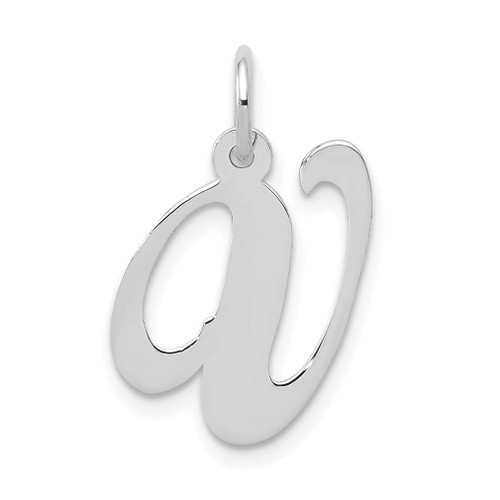 Lex & Lu 14k White Gold Medium Fancy Script Initial V Charm - Lex & Lu