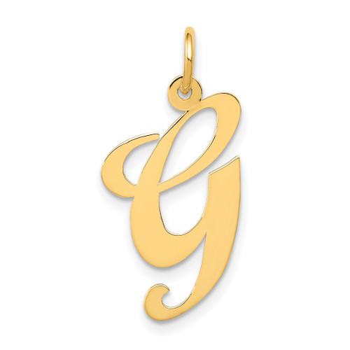 Lex & Lu 14k Yellow Gold Large Fancy Script Initial G Charm - Lex & Lu