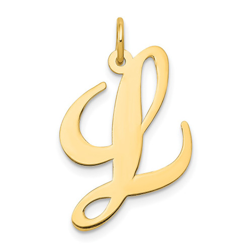 Lex & Lu 14k Yellow Gold Large Fancy Script Initial L Charm - Lex & Lu