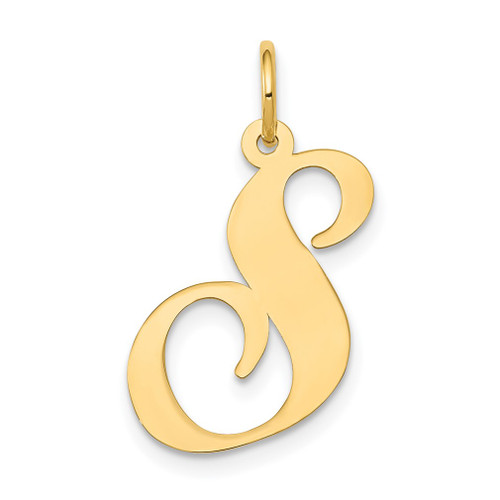 Lex & Lu 14k Yellow Gold Large Fancy Script Initial S Charm - Lex & Lu