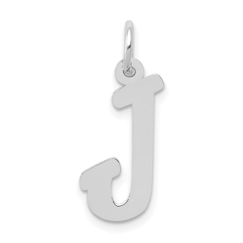 Lex & Lu 14k White Gold Medium Script Initial J Charm - Lex & Lu