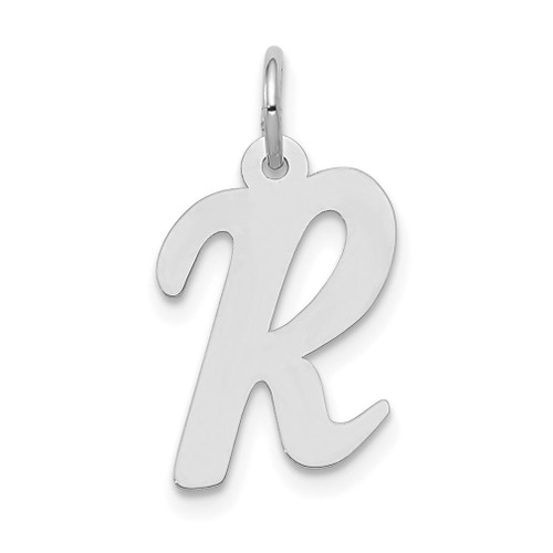 Lex & Lu 14k White Gold Medium Script Initial R Charm - Lex & Lu