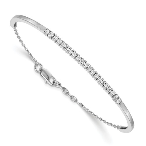 Lex & Lu 14k White Gold Lab Grown Diamond SI1/SI2, G H I, Bangle Bracelet LAL6 - Lex & Lu