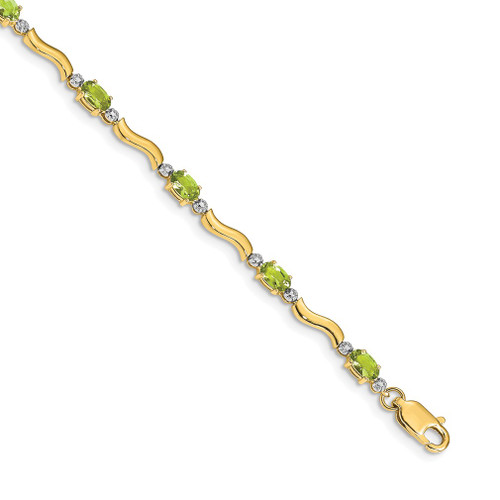 Lex & Lu 10k Yellow Gold Completed Fancy Diamond/Peridot Bracelet - Lex & Lu