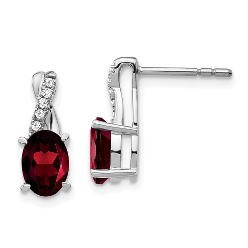 Lex & Lu 14k White Gold Garnet and Diamond Earrings LAL584 - Lex & Lu