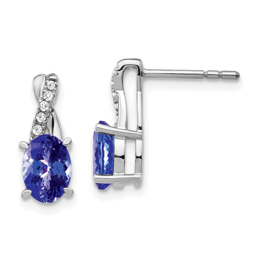 Lex & Lu 14k White Gold Tanzanite and Diamond Earrings LAL588 - Lex & Lu