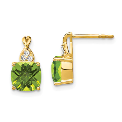 Lex & Lu 10k Yellow Gold Peridot and Diamond Earrings LAL638 - Lex & Lu