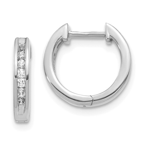 Lex & Lu 14k White Gold Lab Grown Diamond SI1/SI2, G H I, Hinged Hoop Earrings LAL646 - Lex & Lu