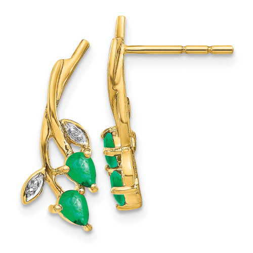 Lex & Lu 10k Yellow Gold Gold w/ Diamond & Emerald Post Earrings - Lex & Lu