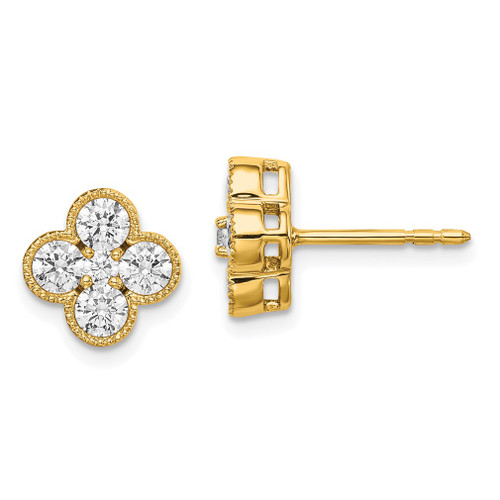 Lex & Lu 14k Yellow Gold True Origin Lab Grown Dia. VS/SI, D E F, Bloom Earrings LAL767 - Lex & Lu