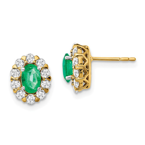 Lex & Lu 14k Yellow Gold Emerald and Diamond Earrings LAL837 - Lex & Lu
