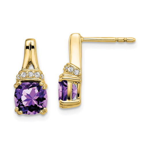 Lex & Lu 10k Yellow Gold Amethyst and Diamond Earrings LAL858 - Lex & Lu