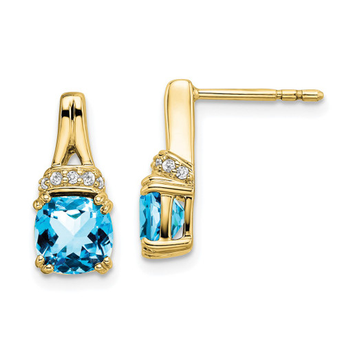 Lex & Lu 10k Yellow Gold Blue Topaz and Diamond Earrings LAL861 - Lex & Lu