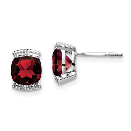 Lex & Lu 14k White Gold Garnet Earrings LAL890 - Lex & Lu