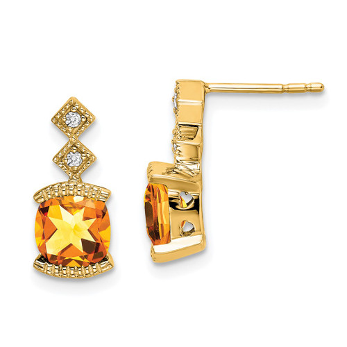 Lex & Lu 14k Yellow Gold Citrine and Diamond Earrings LAL901 - Lex & Lu