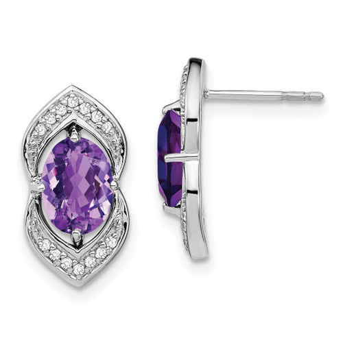 Lex & Lu 14k White Gold Amethyst and Diamond Earrings LAL948 - Lex & Lu