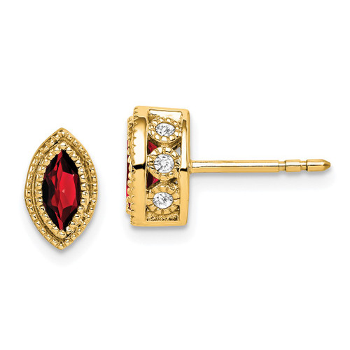 Lex & Lu 14k Yellow Gold Marquise Garnet and Diamond Earrings - Lex & Lu