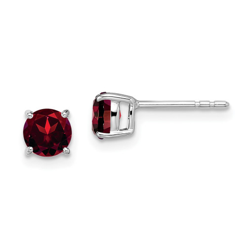 Lex & Lu 14k White Gold Round Garnet Earrings LAL1063 - Lex & Lu