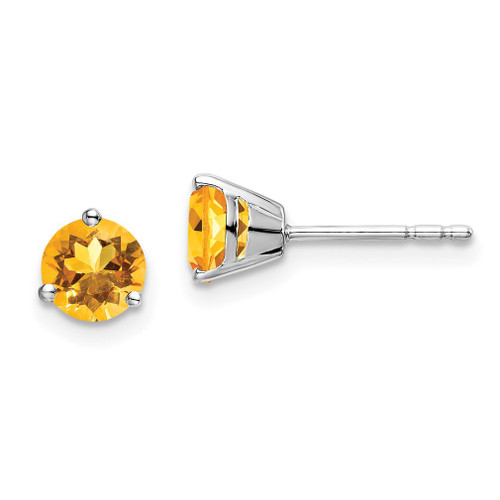 Lex & Lu 14k White Gold Round Citrine Earrings LAL1068 - Lex & Lu