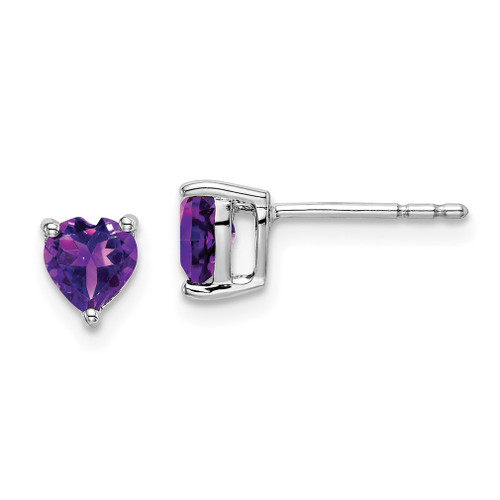 Lex & Lu 14k White Gold Heart Amethyst Earrings LAL1072 - Lex & Lu