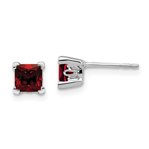 Lex & Lu 14k White Gold Square Garnet Earrings - Lex & Lu