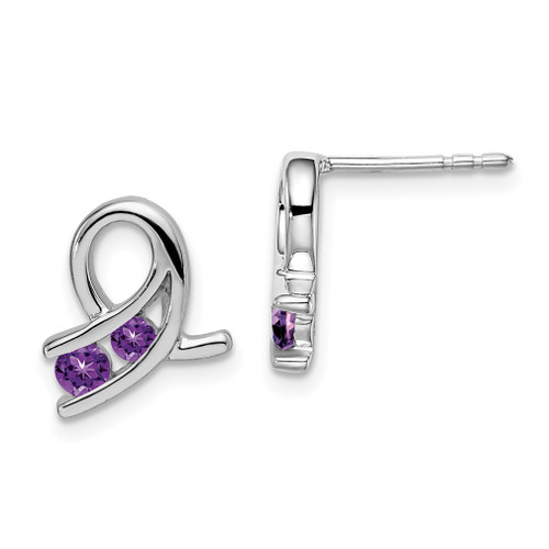 Lex & Lu 14k White Gold Amethyst Earrings LAL1131 - Lex & Lu