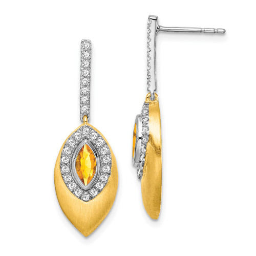 Lex & Lu 14k Two-tone Gold Citrine and Diamond Earrings - Lex & Lu