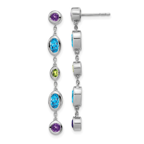 Lex & Lu 14k White Gold Amethyst, Blue Topaz & Peridot Earrings - Lex & Lu