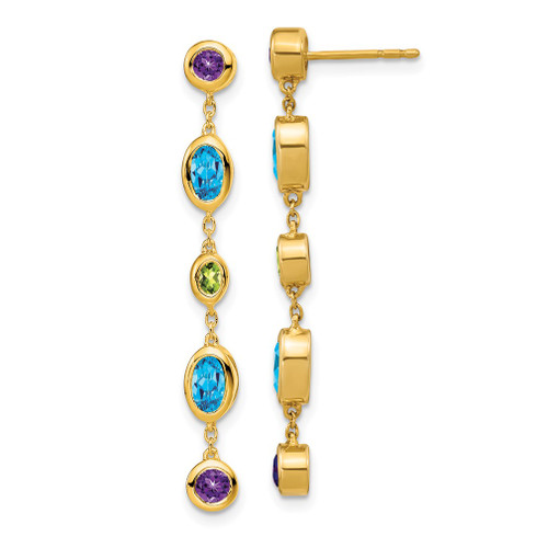 Lex & Lu 14k Yellow Gold Amethyst, Blue Topaz & Peridot Earrings - Lex & Lu