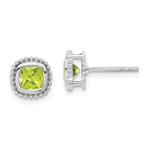 Lex & Lu 10k White Gold Cushion Peridot Earrings - Lex & Lu