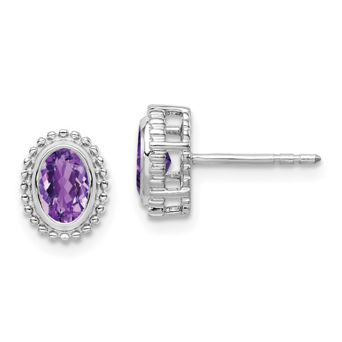 Lex & Lu 14k White Gold Oval Amethyst Earrings - Lex & Lu