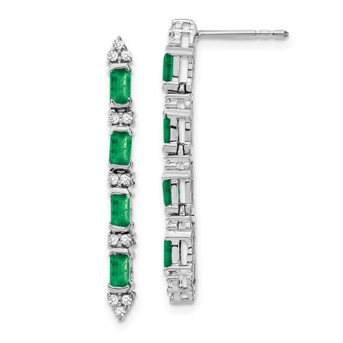 Lex & Lu 14k White Gold Emerald and Diamond Earrings LAL1367 - Lex & Lu