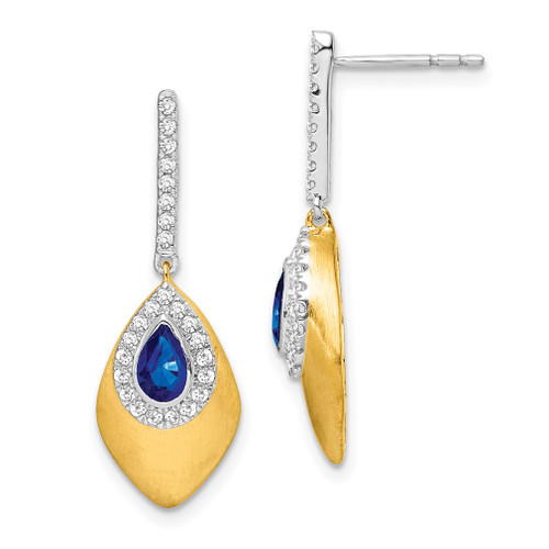 Lex & Lu 14k Two-tone Gold Sapphire and Diamond Earrings LAL1386 - Lex & Lu