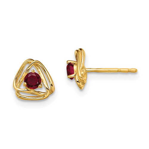 Lex & Lu 14k Yellow Gold Created Ruby Earrings - Lex & Lu