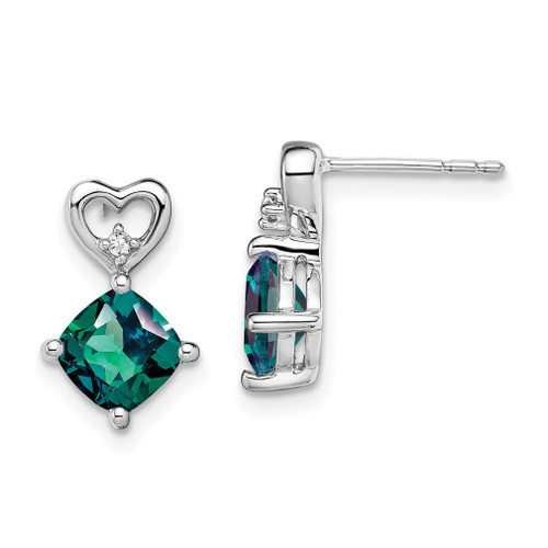 Lex & Lu 14k White Gold Created Alexandrite and Diamond Earrings - Lex & Lu