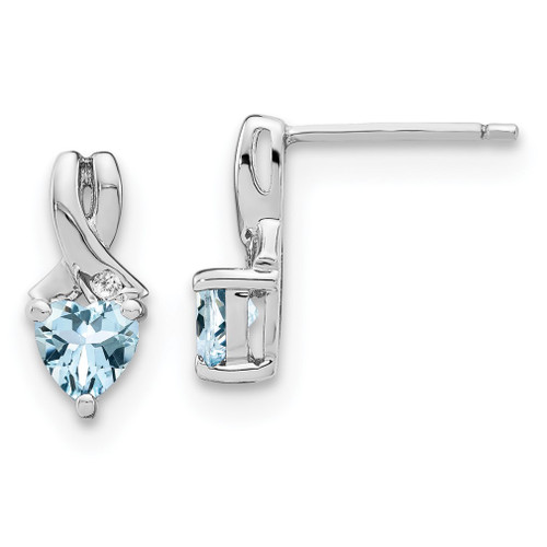 Lex & Lu Sterling Silver Aquamarine and Diamond Earrings LAL1455 - Lex & Lu