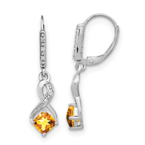 Lex & Lu Sterling Silver Citrine and Diamond Earrings LAL1471 - Lex & Lu