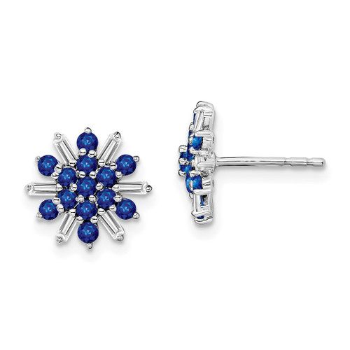 Lex & Lu 14k White Gold Sapphire and Diamond Earrings LAL1503 - Lex & Lu