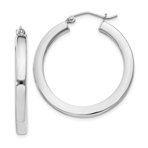 Lex & Lu Sterling Silver w/Rhodium Hoop 3.25mm Earrings LAL24361 - Lex & Lu