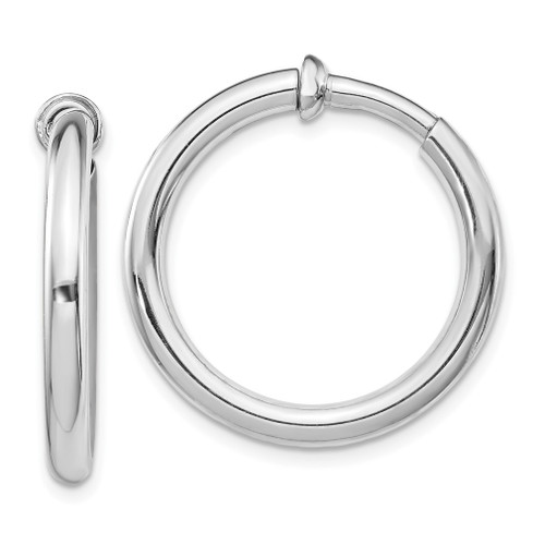 Lex & Lu Sterling Silver w/Rhodium Polished Hoop Earrings LAL24365 - Lex & Lu