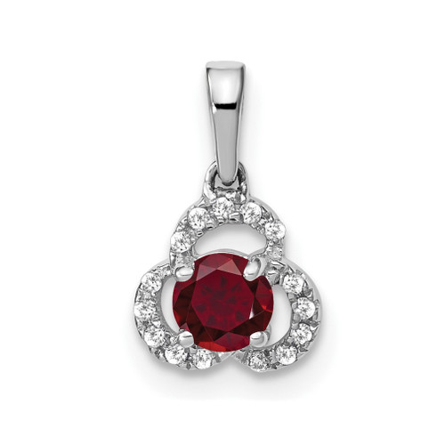 Lex & Lu 10k White Gold Created Ruby and Diamond Pendant LAL2073 - Lex & Lu