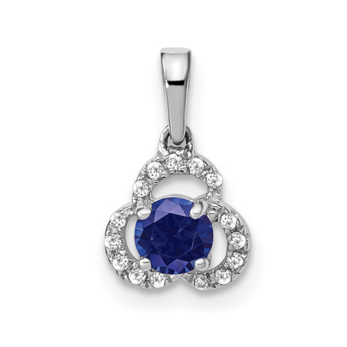 Lex & Lu 10k White Gold Created Sapphire and Diamond Pendant LAL2074 - Lex & Lu