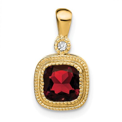 Lex & Lu 14k Yellow Gold Garnet and Diamond Pendant LAL2092 - Lex & Lu